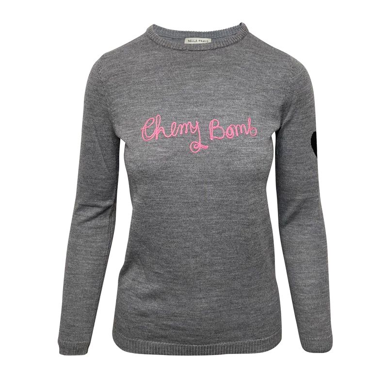 Bella Freud Cherry Bomb Sweater In Grey Wool